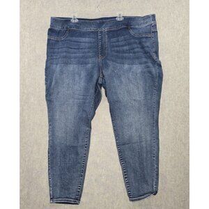 Lane Bryant Womens Stretch Denim Skinny Jeans Dark Wash Size 28 Mid Rise Cotton